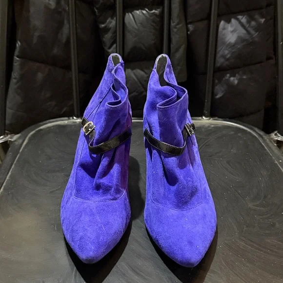 Sigerson Morrison Blue Suede Leather Boots - Picture 2 of 6